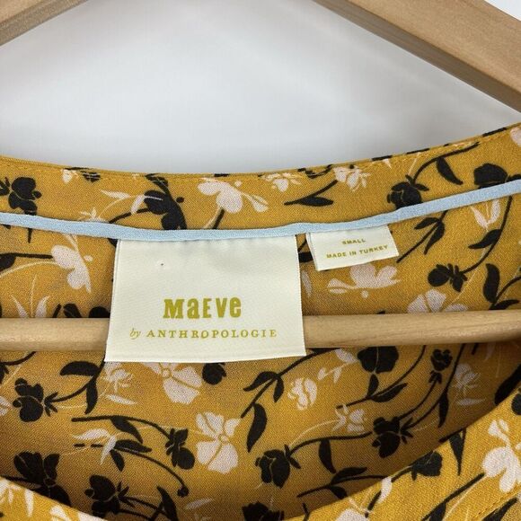 Maeve Anthropologie Top Size Small Cheyenne Yellow Ditsy Floral Peplum Blouse - Picture 3 of 7